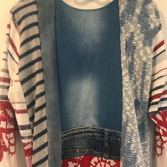 Art to wear patchwork tunic/midi dress women's M boho hippie retro denim whimsy - Picture 9 of 10